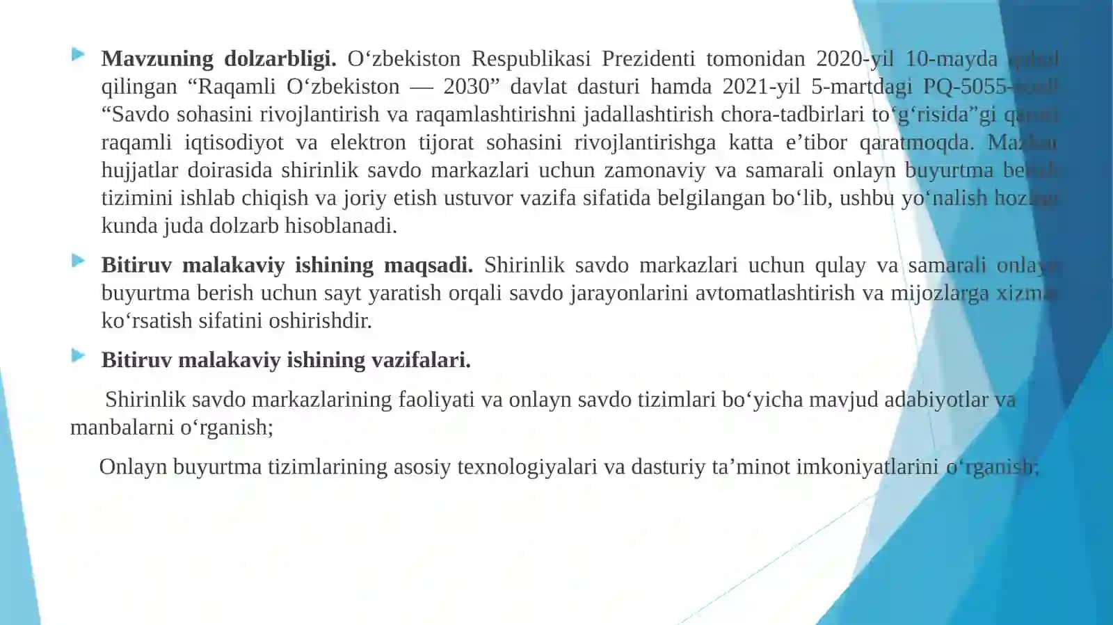 Shirinlik savdo markazlari uchun online buyurtma berish uchun web sayt yaratish 3