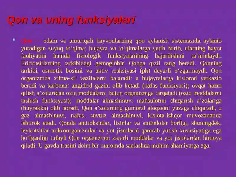 Qon tizimining fiziologiyasi 3