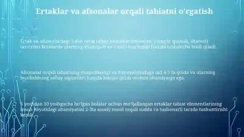 Tabiat bilan tanishtirishda og'zaki usullar 3