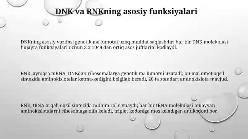 OQSIL BIOSINTEZIDA DNK VA RNKNI ROLI 3