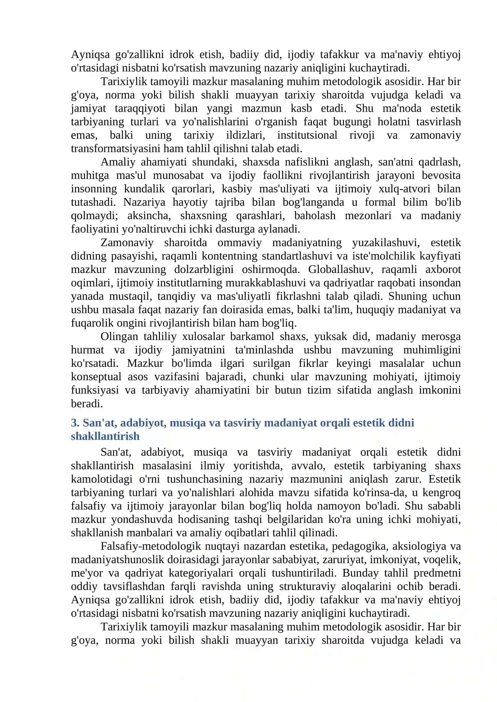 ESTETIK TARBIYANING TURLARI VA YO'NALISHLARI 3