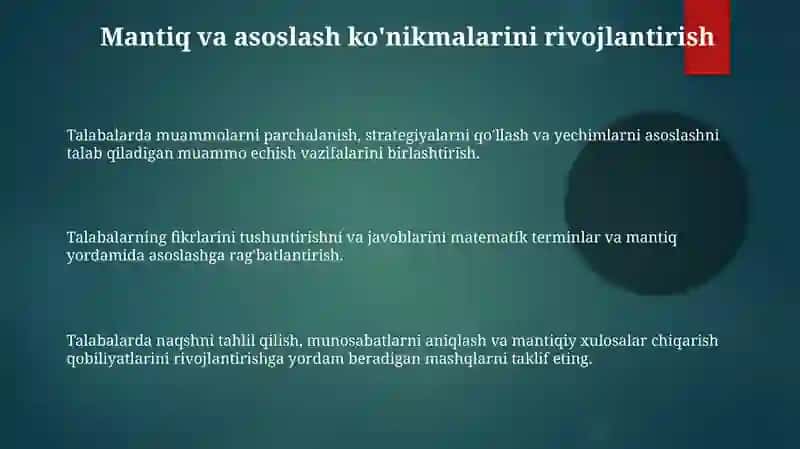 Boshlang’ich sinf matematikada darslarida mantiqiy fikrlashni rivojlantirish 3