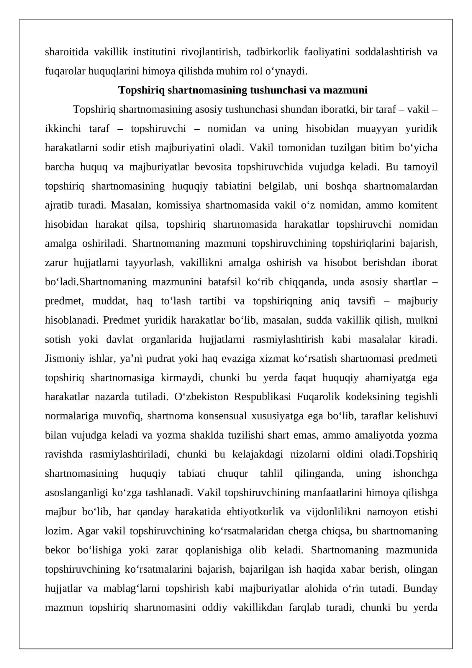 Topshiriq shartnomasida vakillik va ishonchnoma masalalari 3