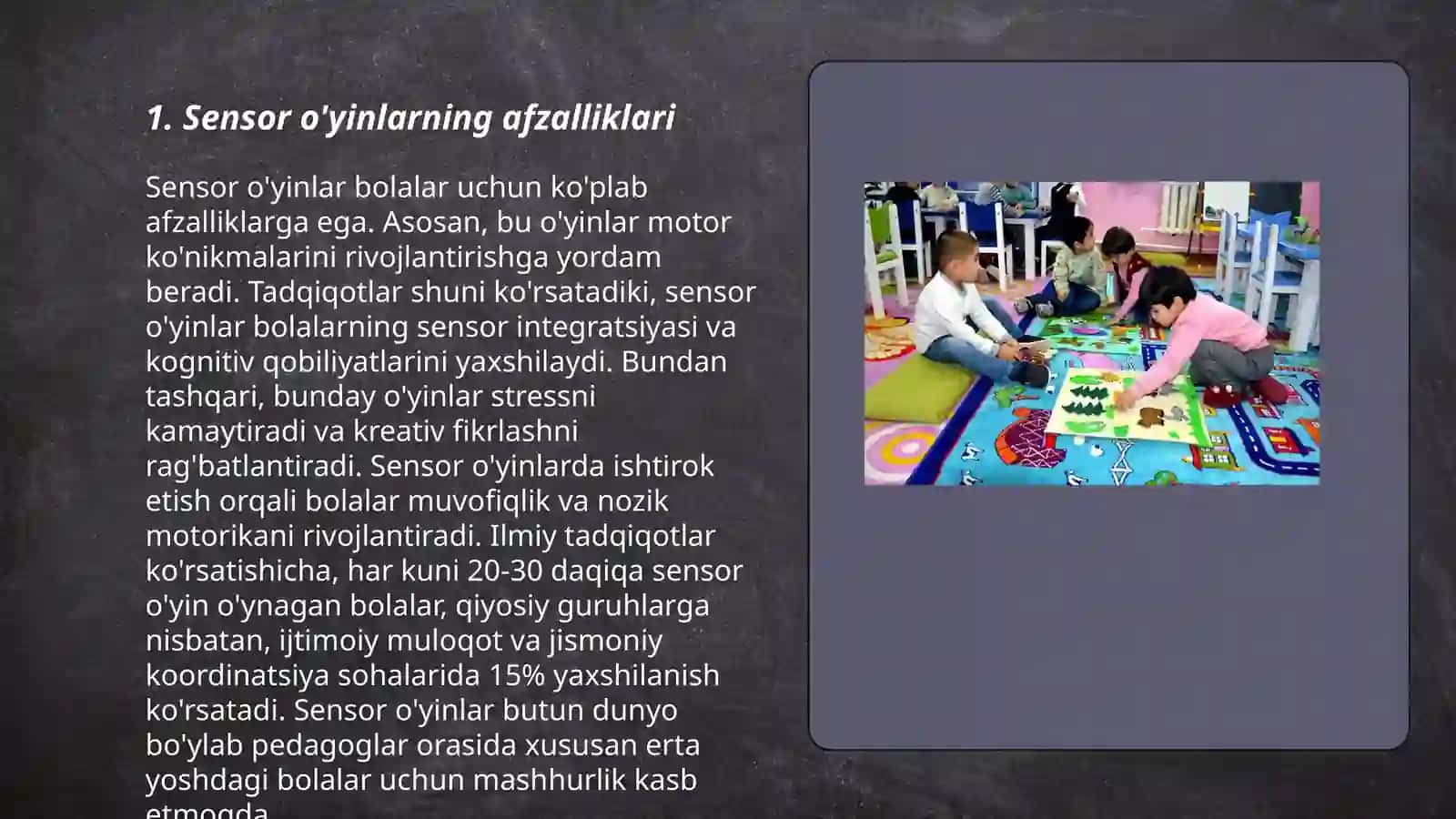 Sensor o'yinlarning afzalliklari 3