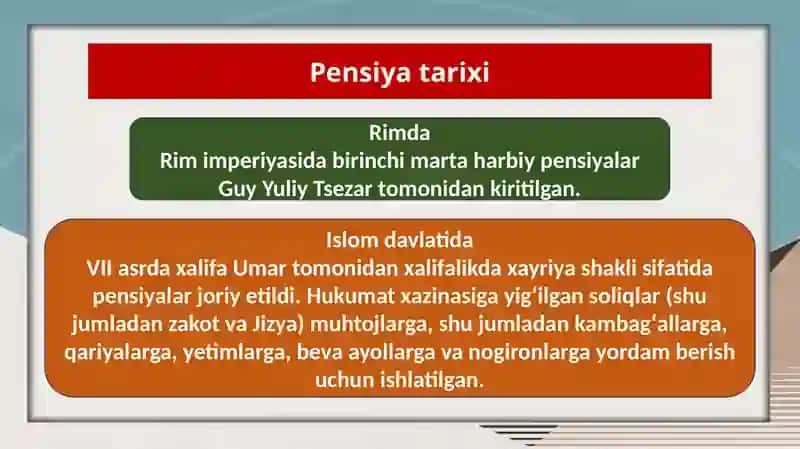Yoshga doir pensiya tayinlash va to'lash tartibi 3