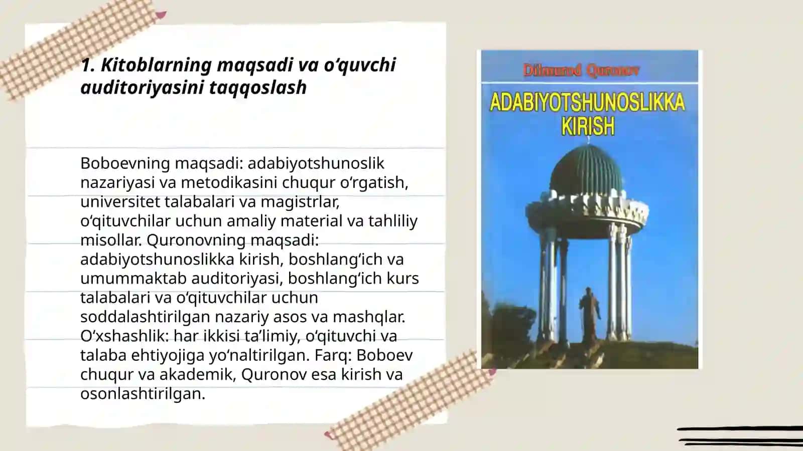 Adabiyotshunoslik asoslari va Adabiyotshunoslikka kirish 3