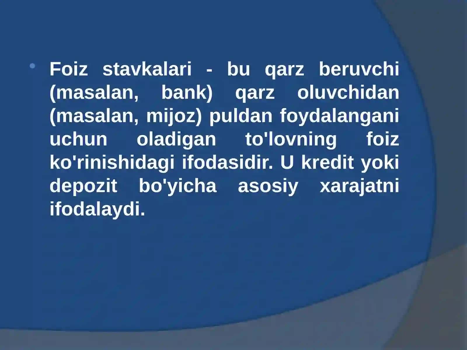 Foiz stavkalari va ularni hisoblash usullari 3