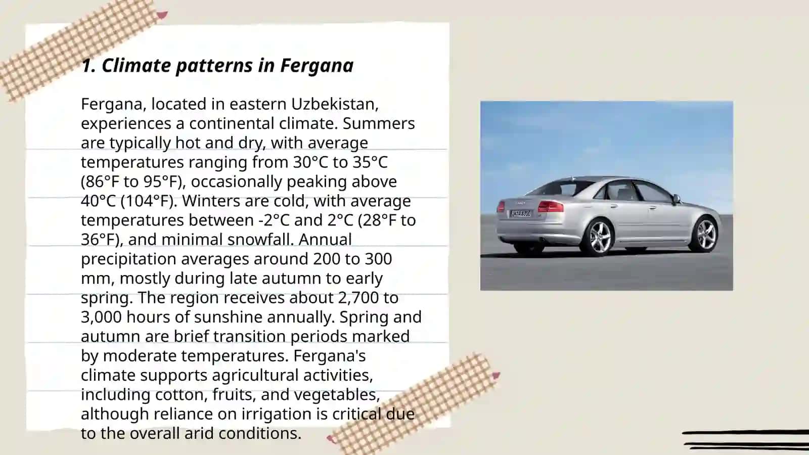 Climate patterns in Fergana 3
