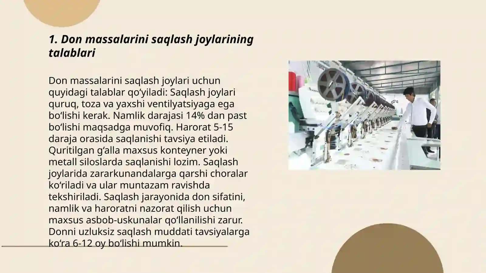 Don massalari un va yormalarni joylashtirish va qabul qilish prinsplari 3