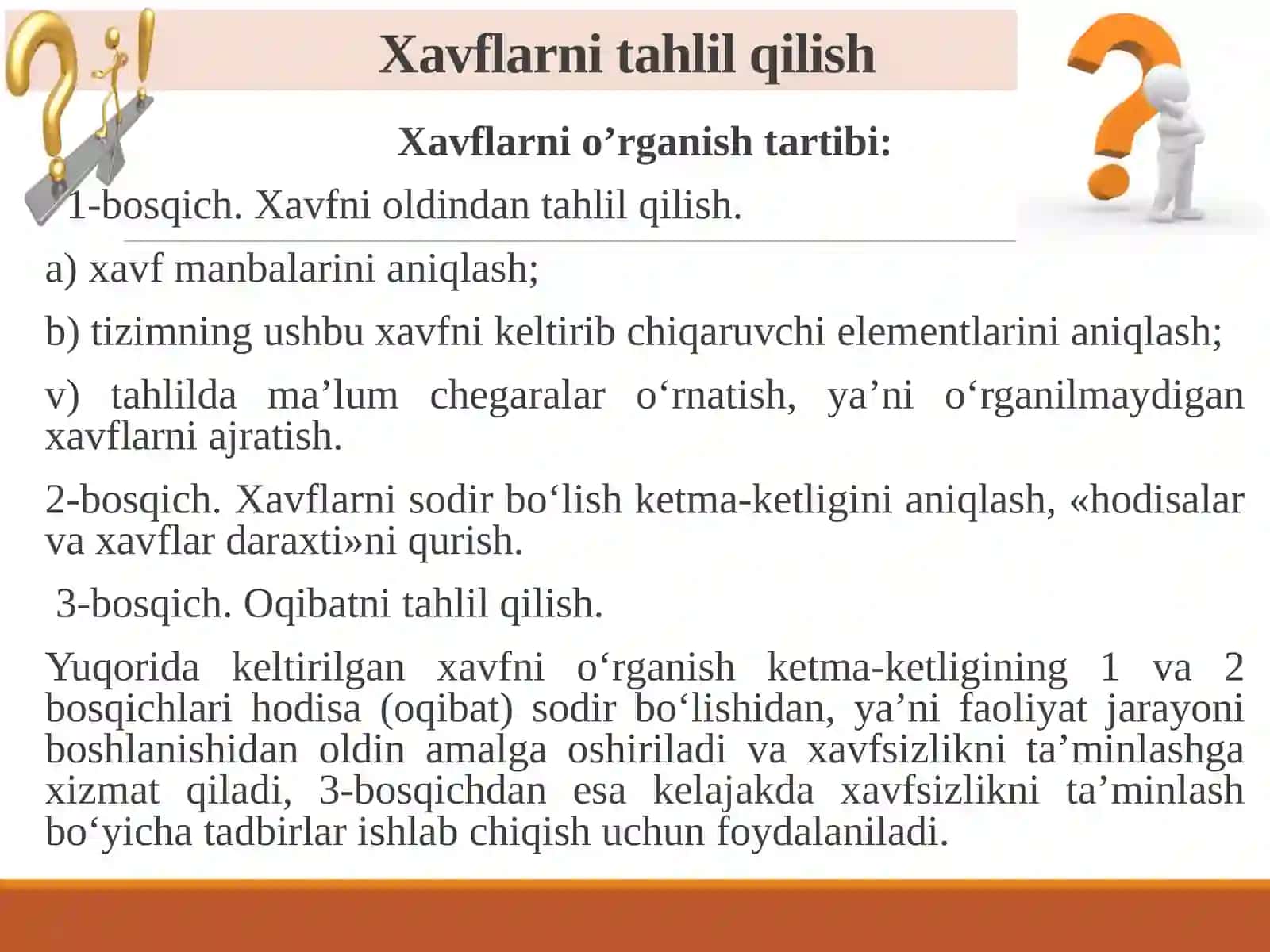Faoliyat xavfsizligini tahlil qilish. Faoliyat xavfsizligini ta’minlashning ergonomika va psixologik asoslari 3