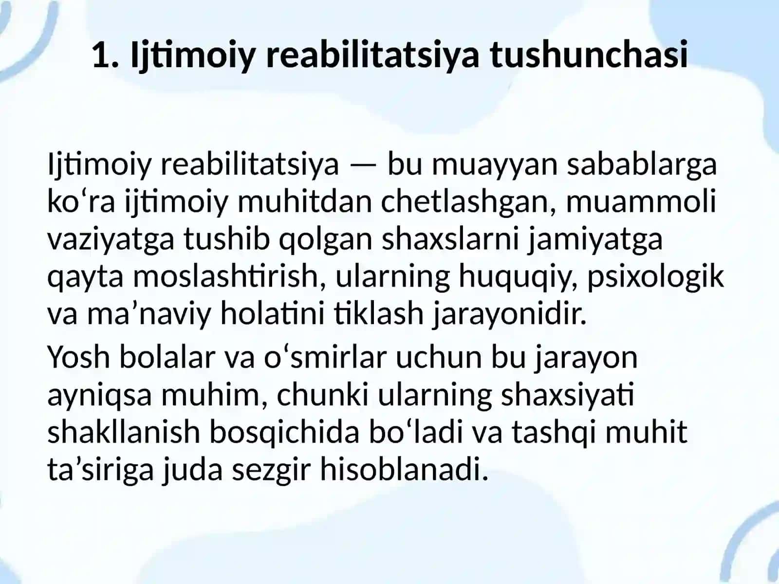 Yoshbolalar va oʻsmirlarni ijtimoiy reabilitatsiyalash muassasalarining ahamiyati 3