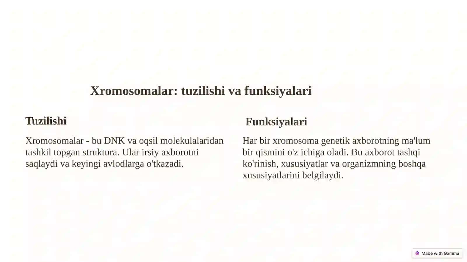 Irsiyatning sitologik va molekulyar asoslari 3