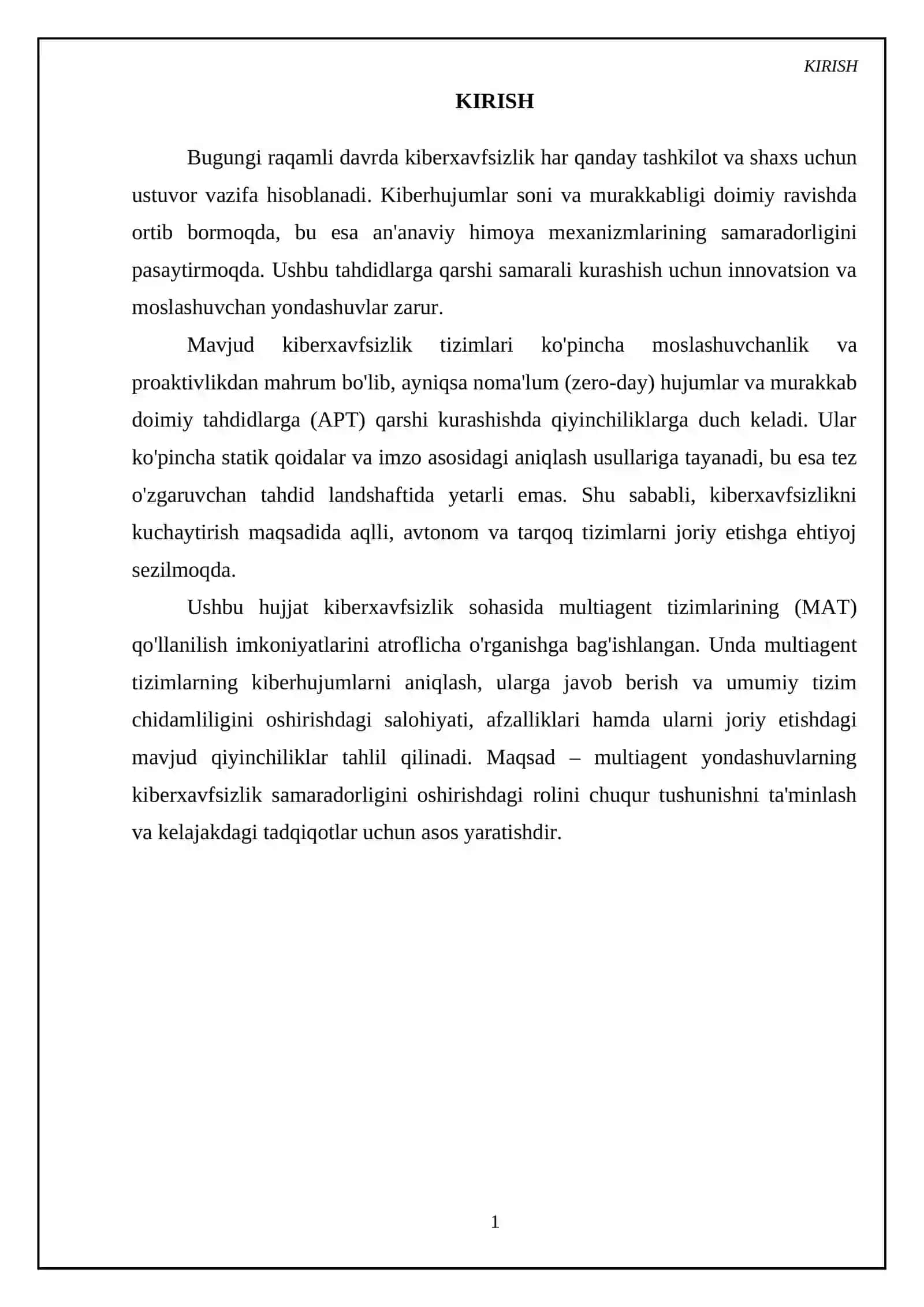 Multiagent tizimlarning kiberxavfsizlikdagi nazariy asoslari 3