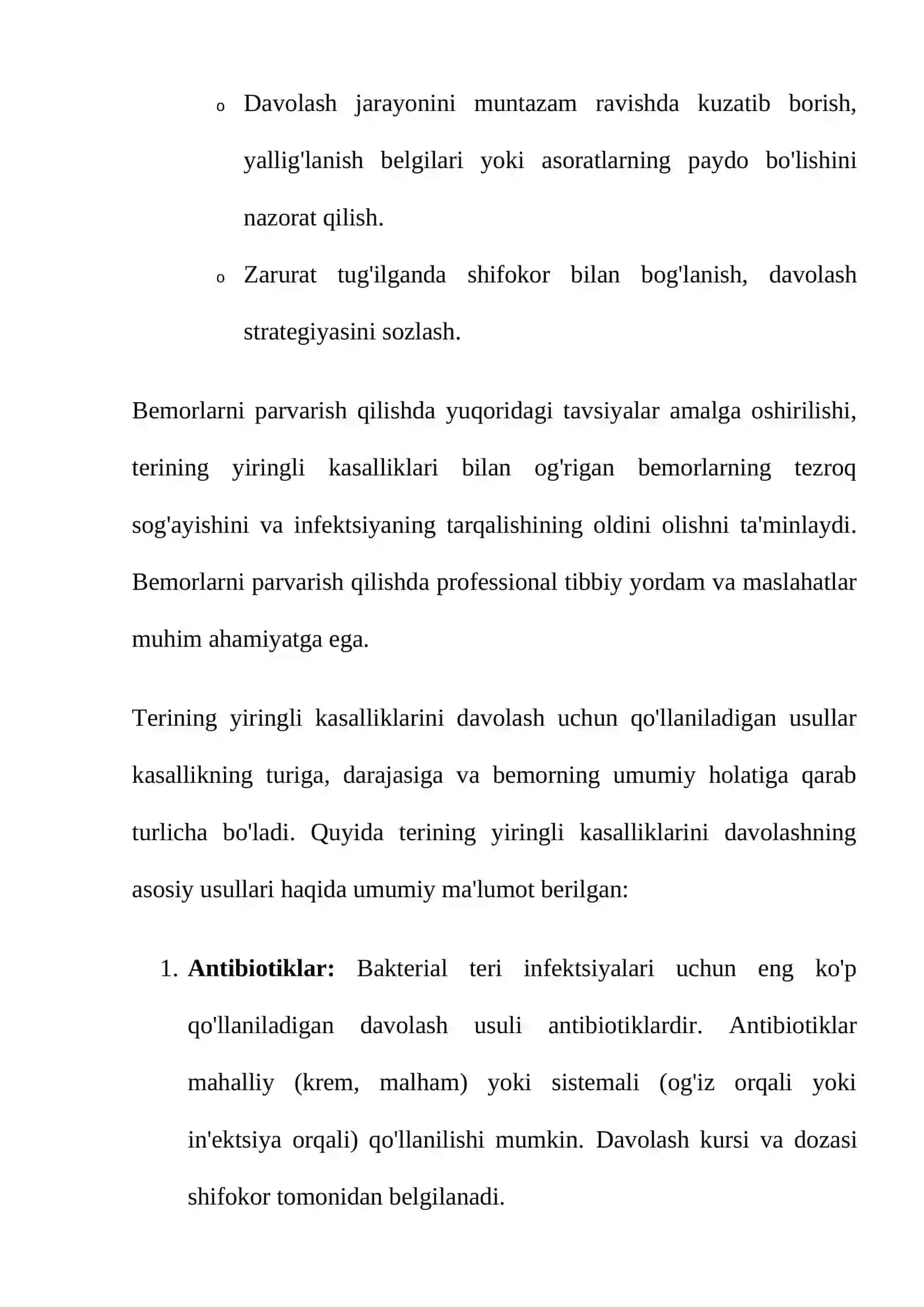 TERINING YIRINGLI KASALLIKLARI BILAN OG'RIGAN BEMORLARNI PARVARISH QILISH 3