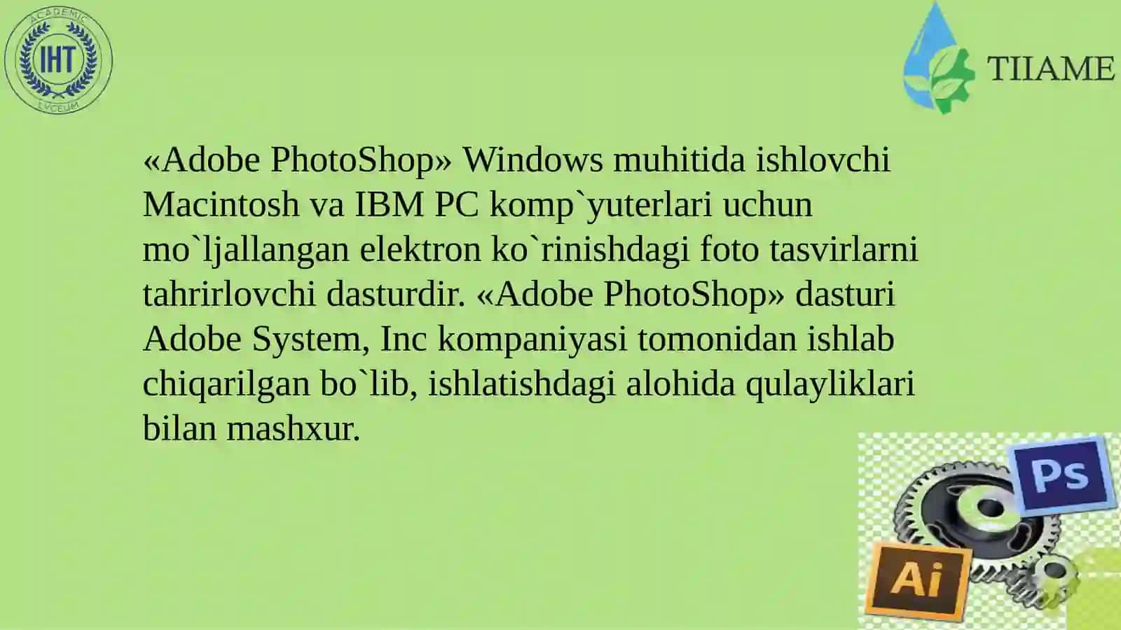 Adobe Photoshop rastrli grafik muharri va interfeysidan foydalanish 3