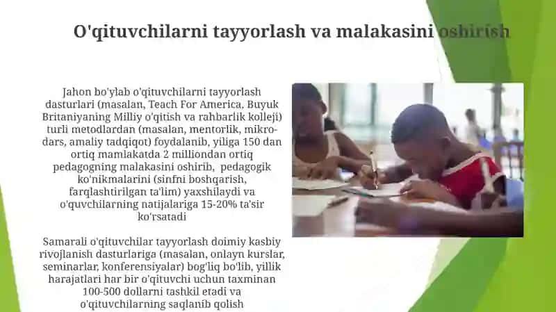 O'qituvchilarni tayyorlash va malakasini oshirish 3
