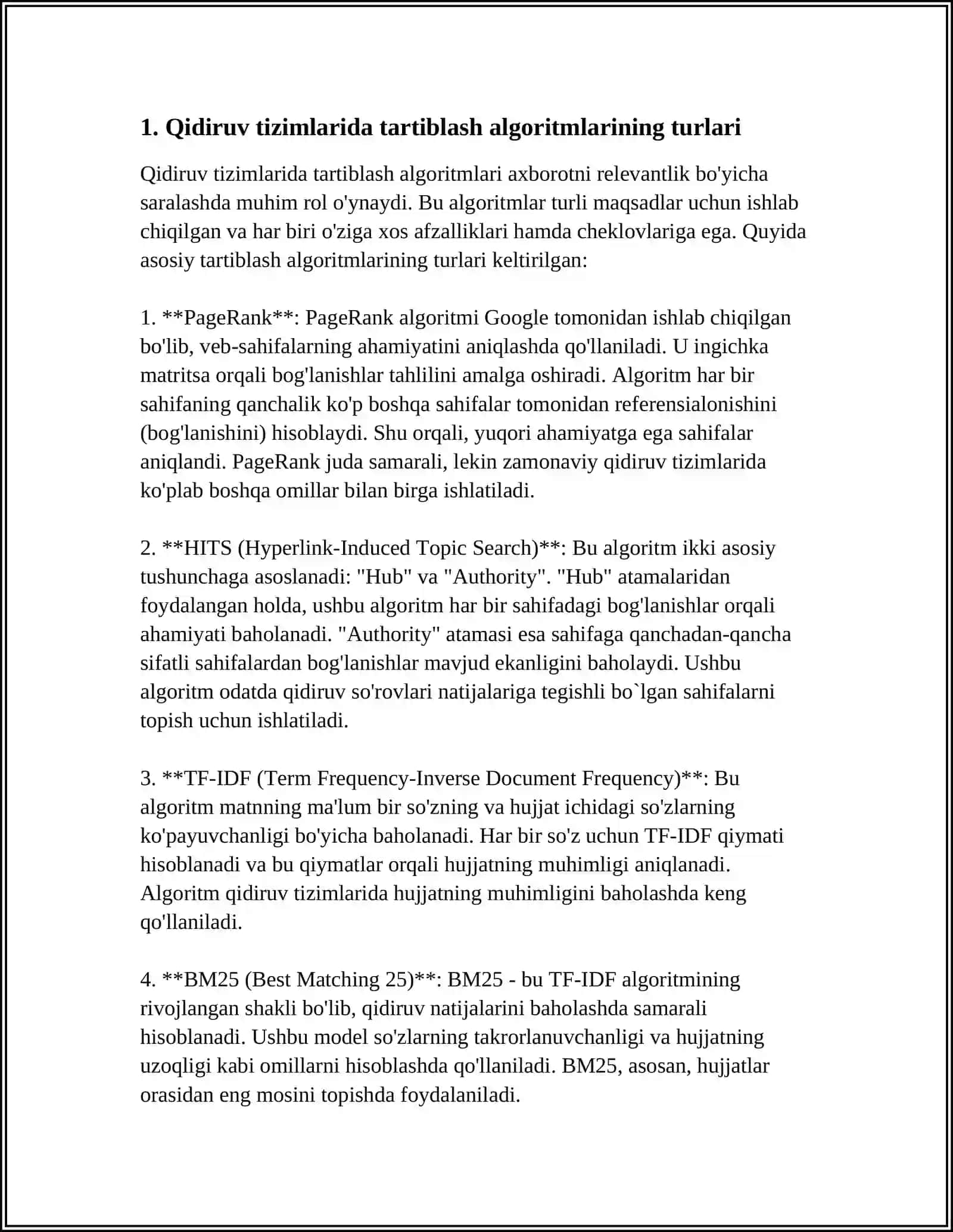 QIDIRUV TIZIMLARIDA TARTIBLASH ALGORITIMLARINI SOLISHTIRISH 3