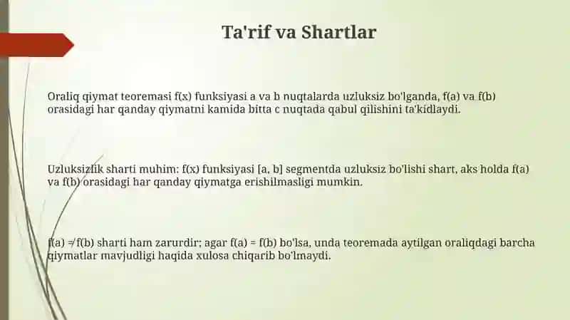 Oraliq qiymat teoremasi 3