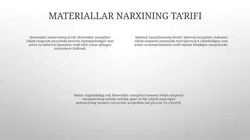 Material Xarajatlarining Hisobi 3