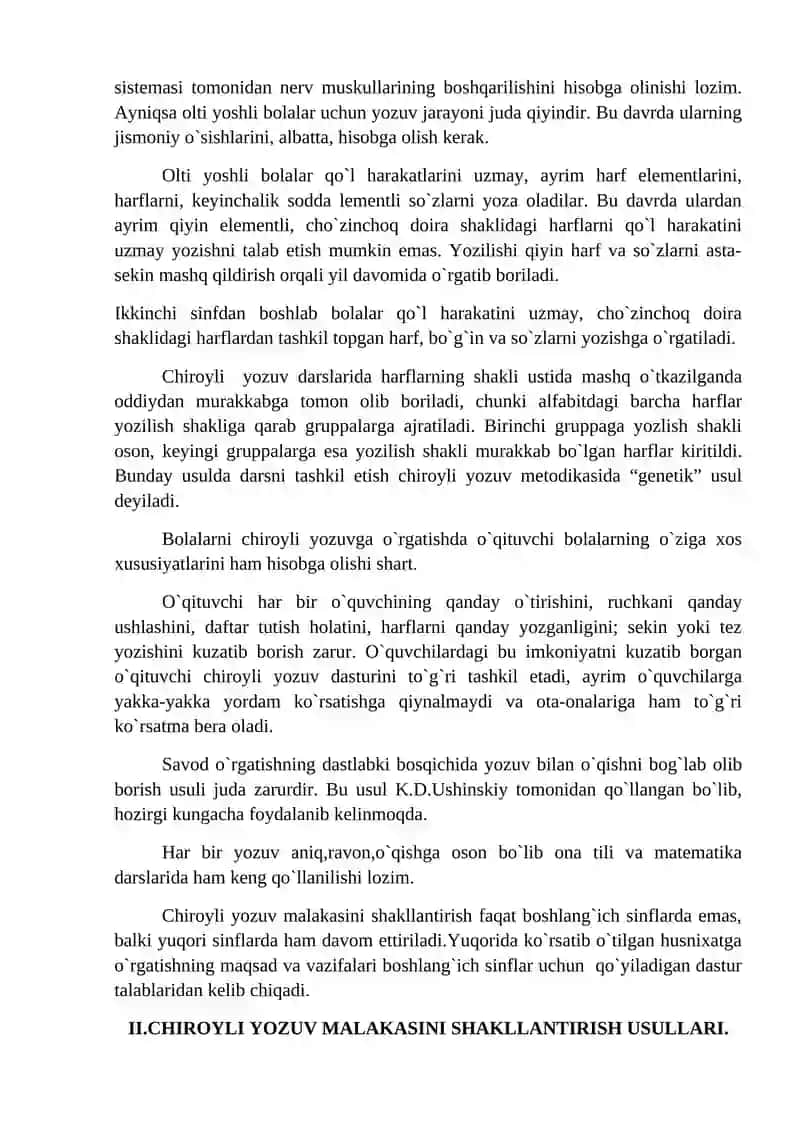 10-Mavzu: Husnixatga o’rgatish usullari. 1-4 sinflarda husnixat darslari 3