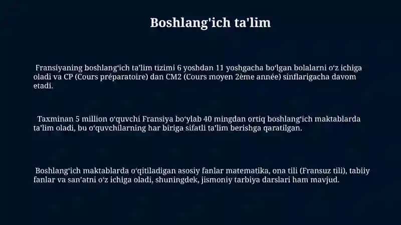 Fransiya ta'lim tizimi 3