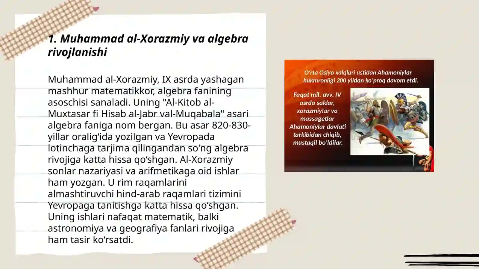 Muhammad al-Xorazmiy va algebra rivojlanishi 3