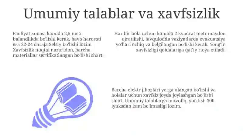 Maktabgacha ta’lim tashkilotlarida tasviriy faoliyat mashgʻulotlari jihozlariga qoʻyilgan talablar 3