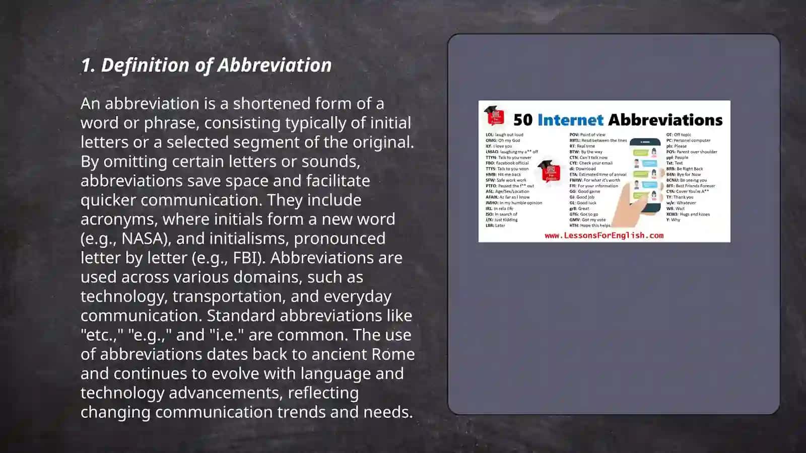 Abbreviation as one of the two types of shortening in modern english 3
