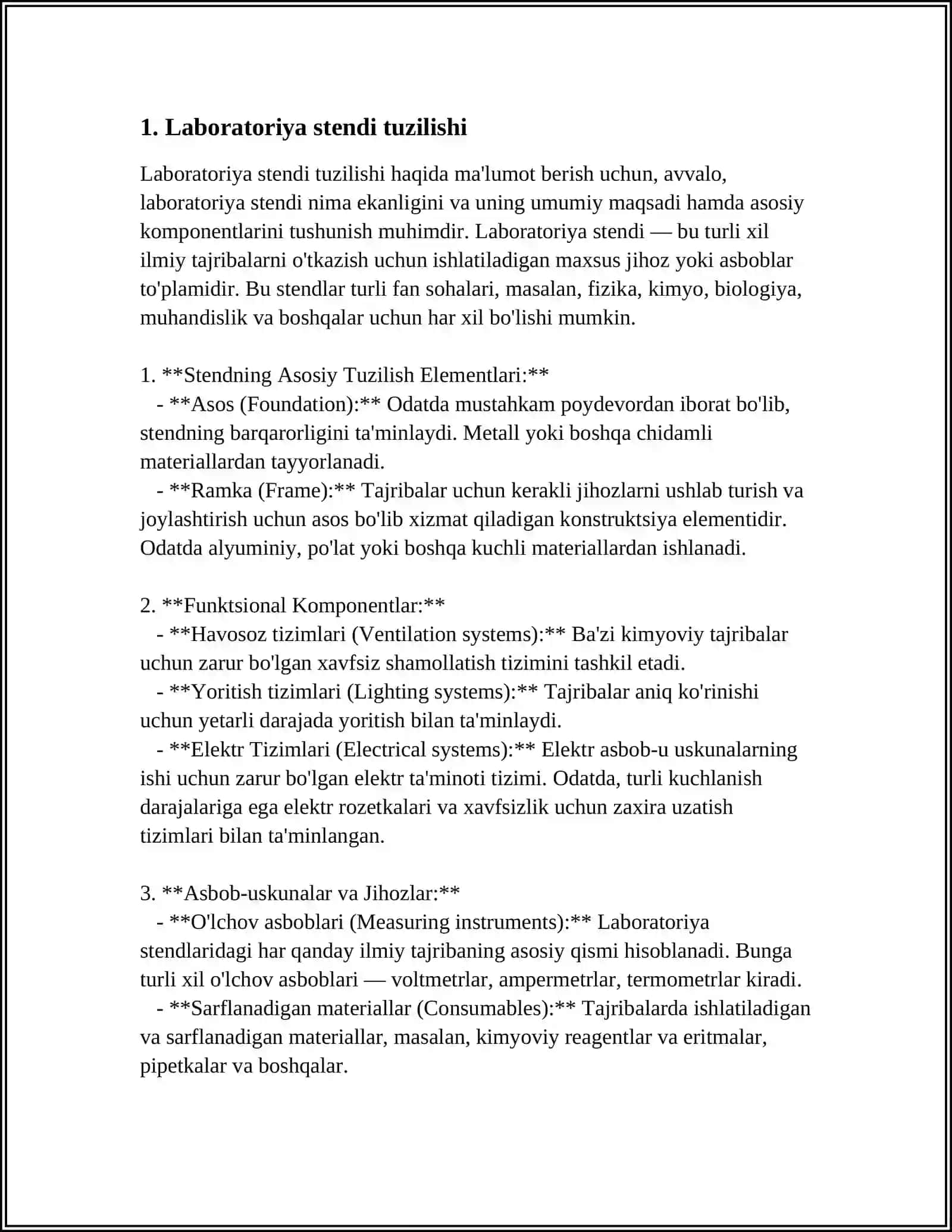 AMALIY MASHGʻULOT UNIVERSAL LABORATORIYA STENTI BILAN TANISHISH 3