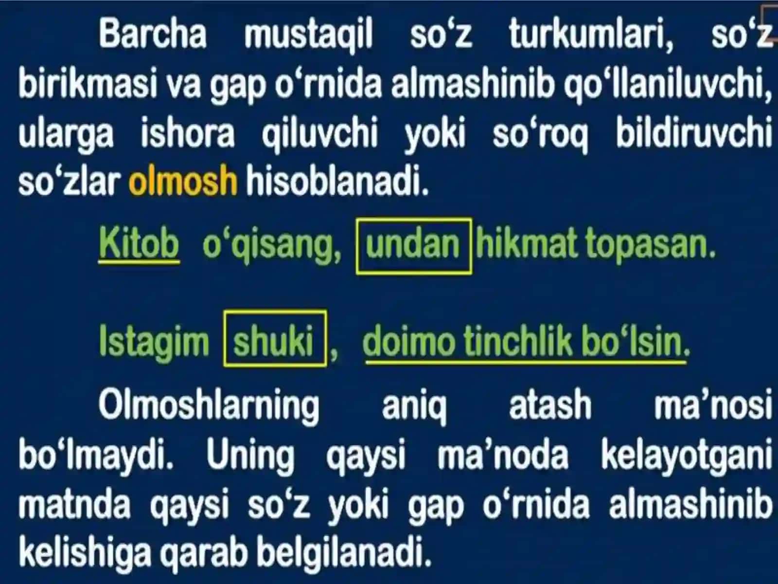Olmoshning ta’rifi, leksik-grammatik xususiyatlari 3