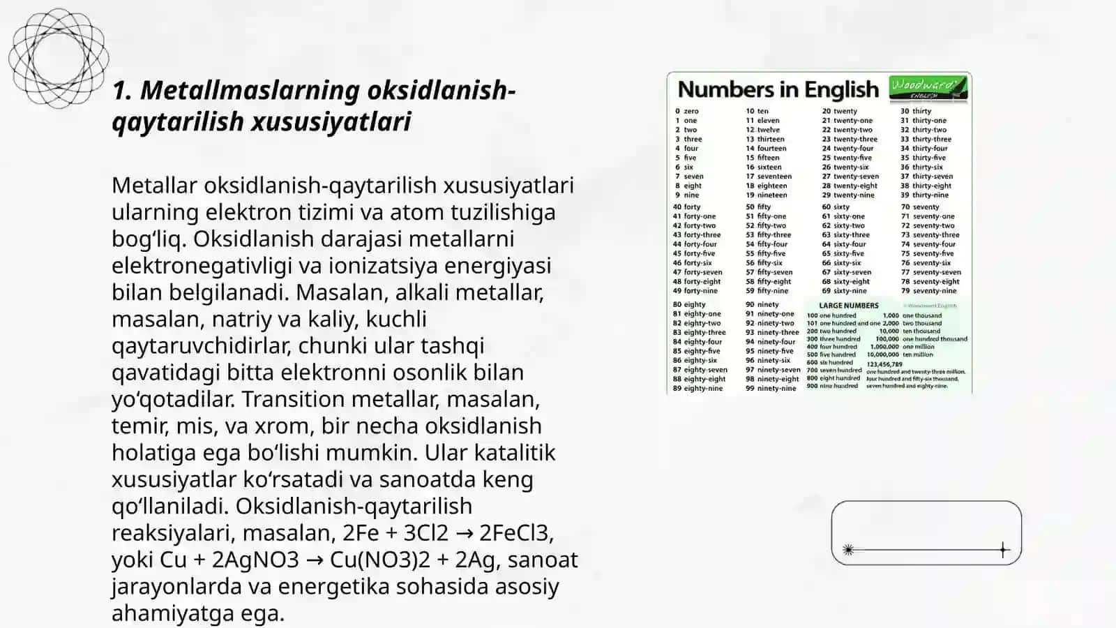 Metallmaslar oksidlanish-qaytarilish sintezi 3