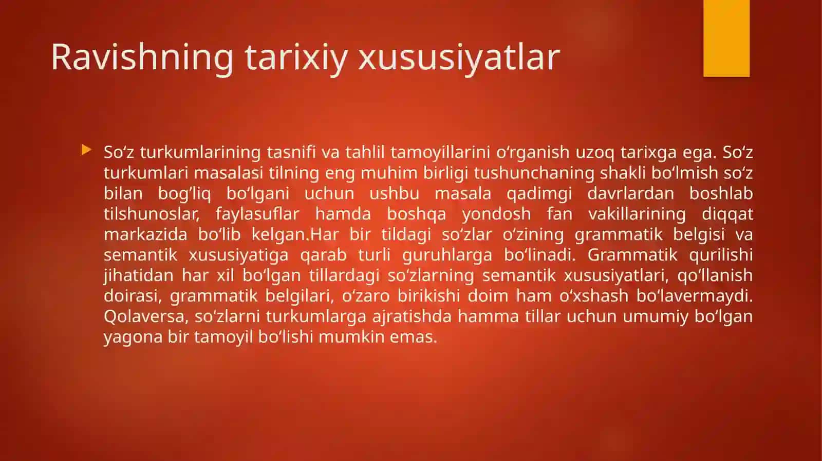 Eski o'zbek tilida ravish so'z turkumi. 3