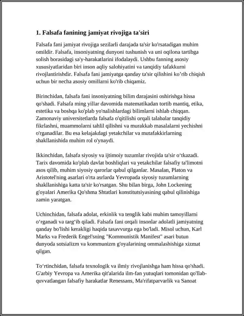 FALSAFA FANINING JAMIYAT HAYOTIDAGI O'RNI 3