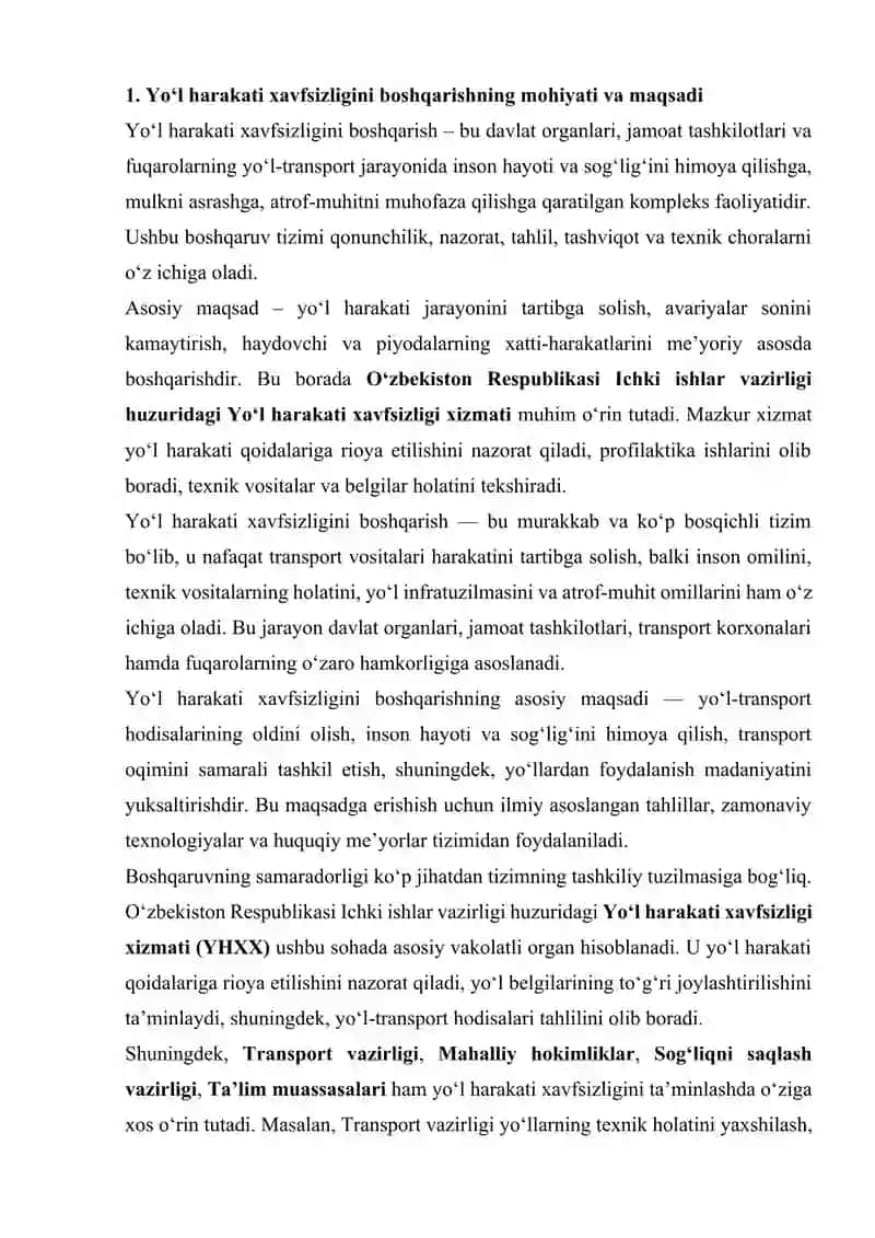 Yol harakati havfsizlgini boshqarishning tashkiliy mexanizmlari. Avtomototransport vositalaringning qayta jihozlash tartibi. 3