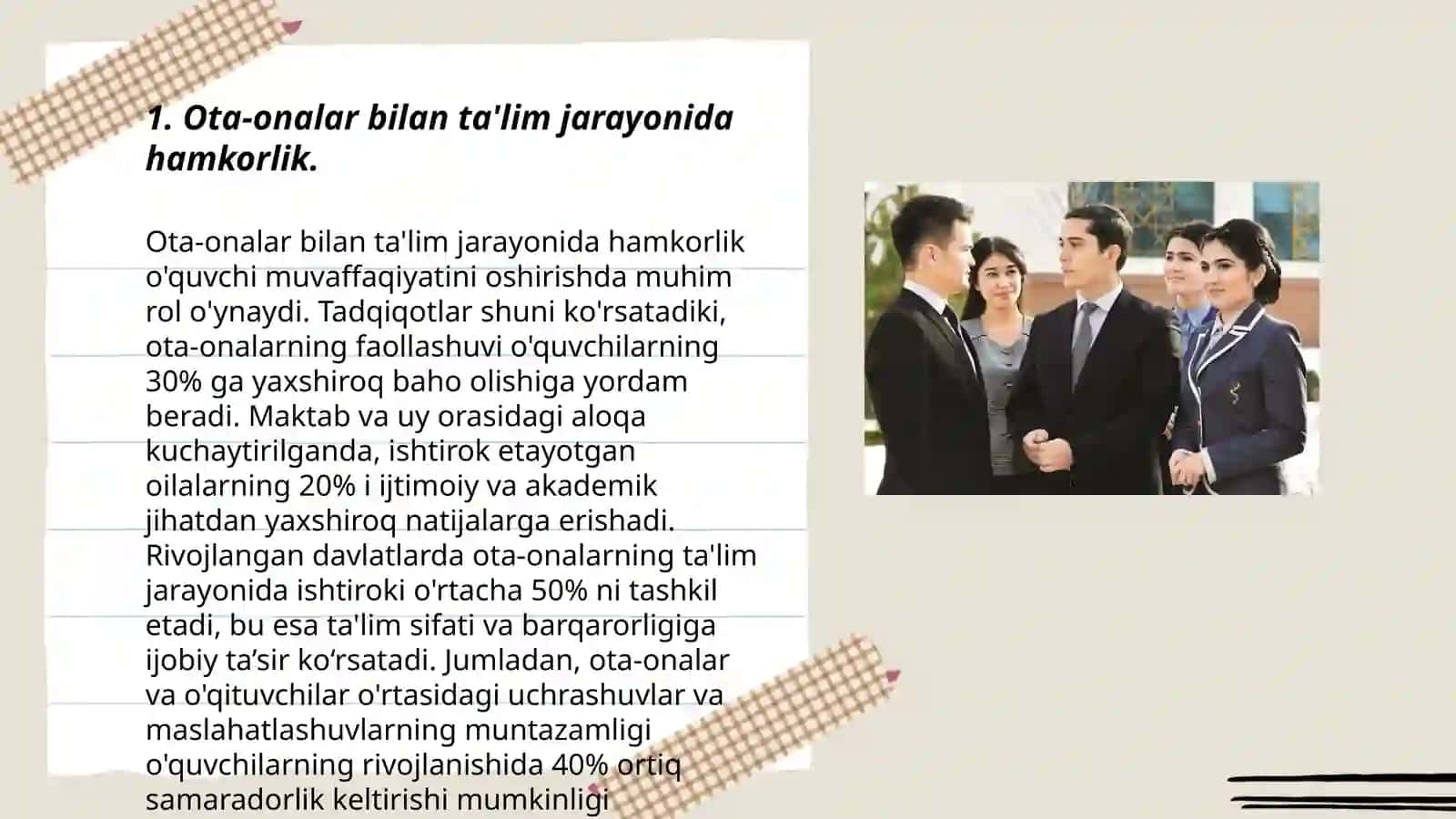 Ota-Onalar, Oilalar va Jamoatchilik Bilan Ishlash 3