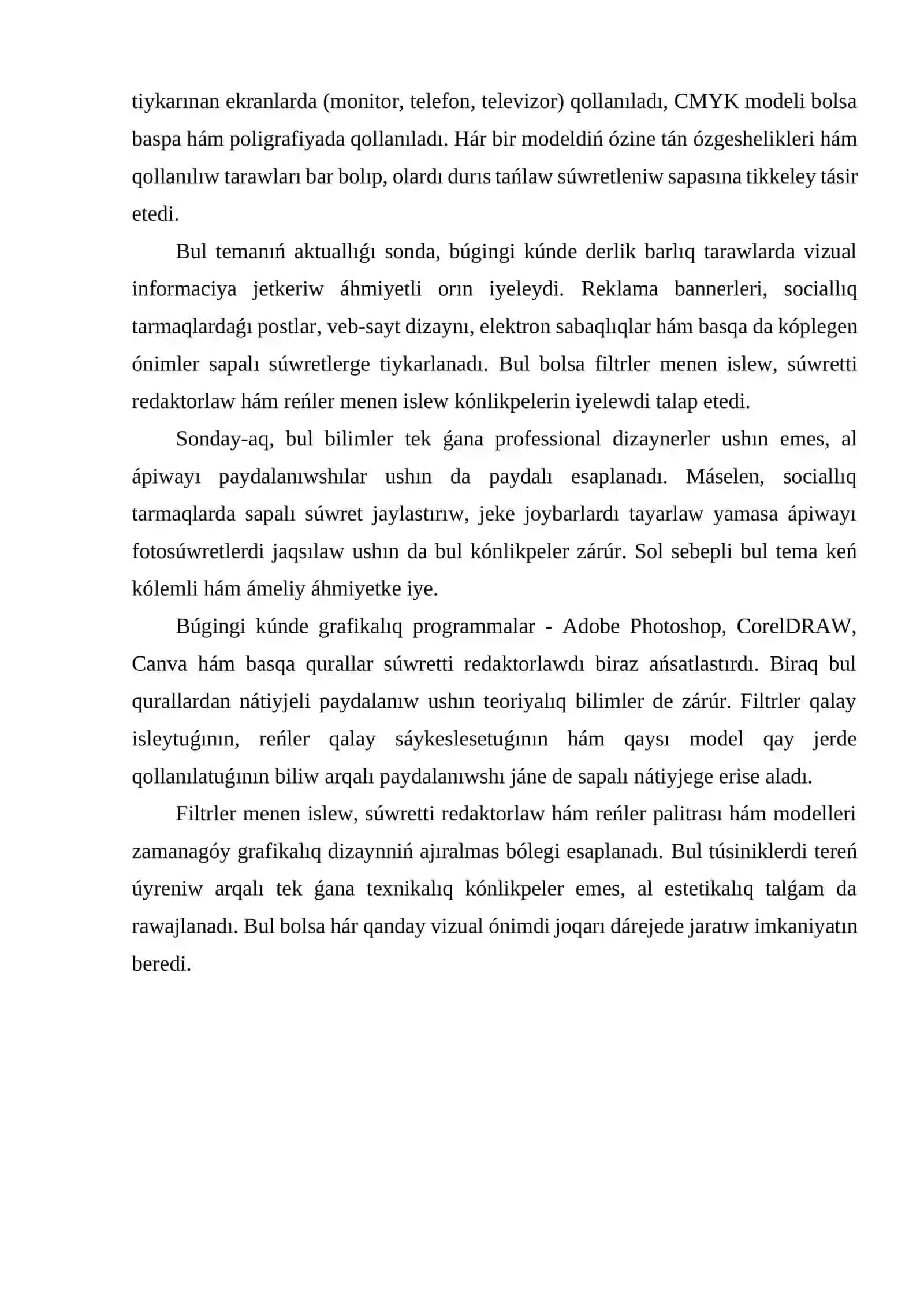 Filtrler menen islew. Súwretti redaktorlaw. Reńler palitrası hám modelleri 3