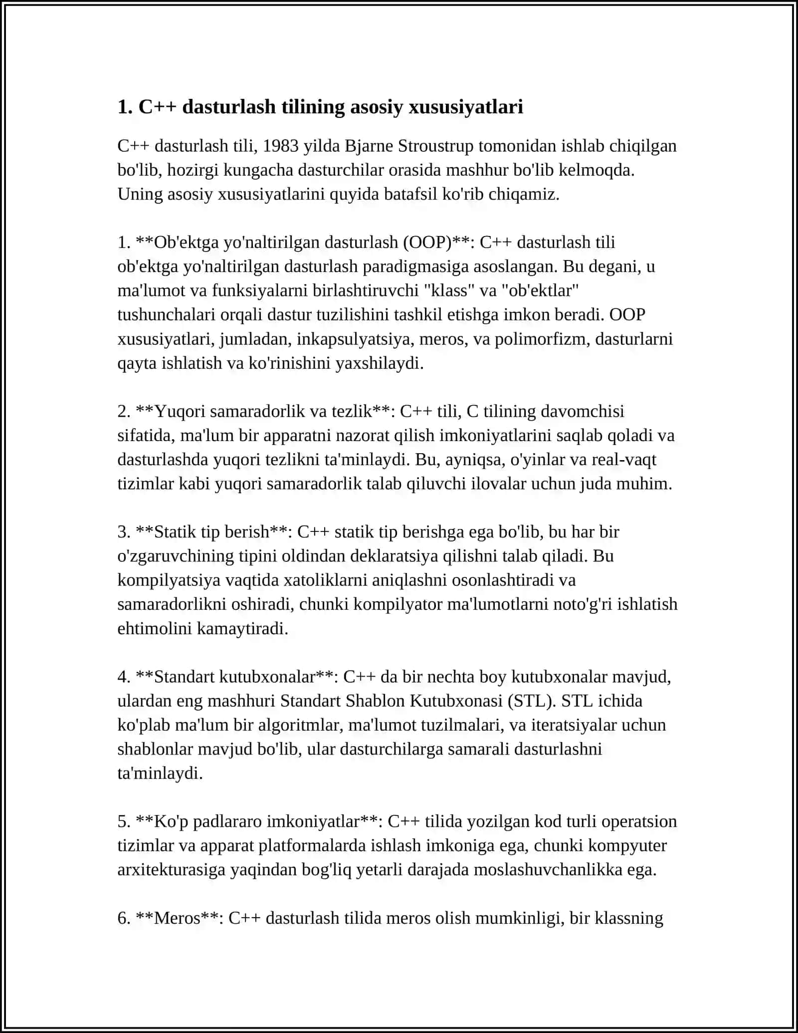 C++ DASTURLASH TILINING INTERFEYSI VA IMKONIYATLARI 3