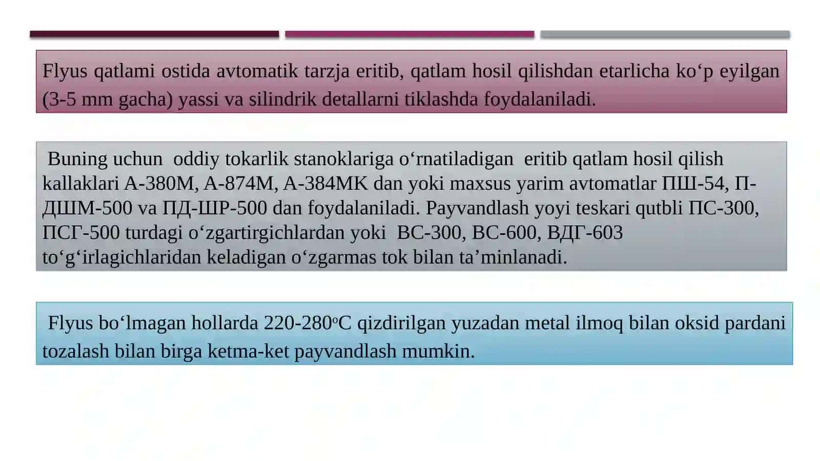 TRANSPORT VOSITALARI DЕTALLARINI FLYUS QATLAMIVA TITRAMA YOY USULI BILAN AVTOMATIK TARZDA ERITIB QOPLASH.,TRANSPORT VOSITALARI DЕTALLARINIINDUKSIONVA ELЕKTROSHLAK USULIDA ERITIB QOPLASH 3