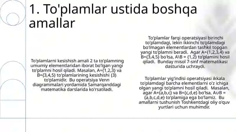 To'plamlar va ular ustida amallar 3