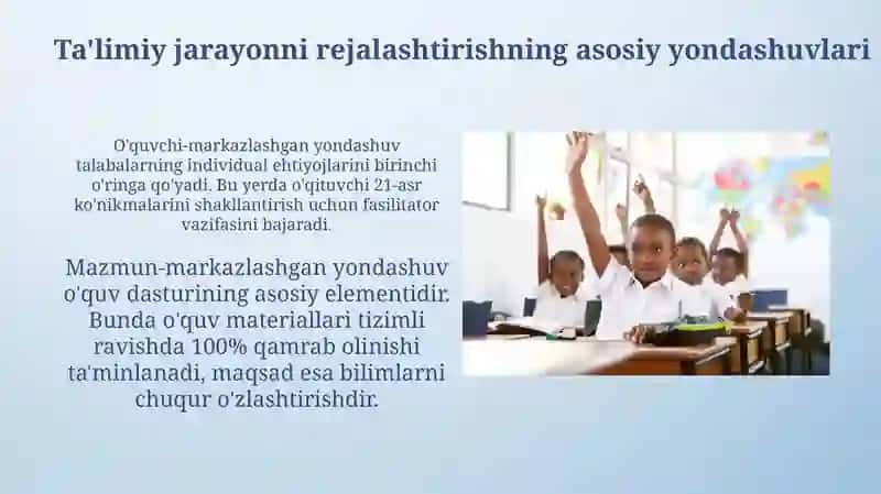 O'quv jarayonini rejalashtirishga nisbatan yondashuvlar 3