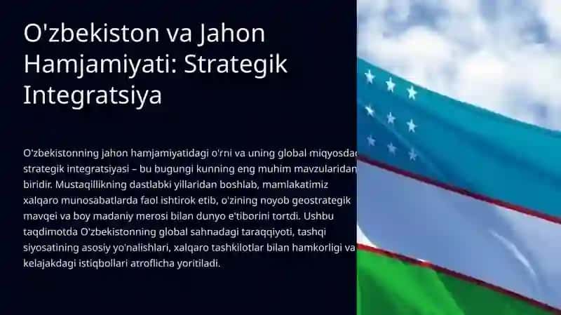 O'zbekiston va Jahon Hamjamiyati: Strategik Integratsiya 3