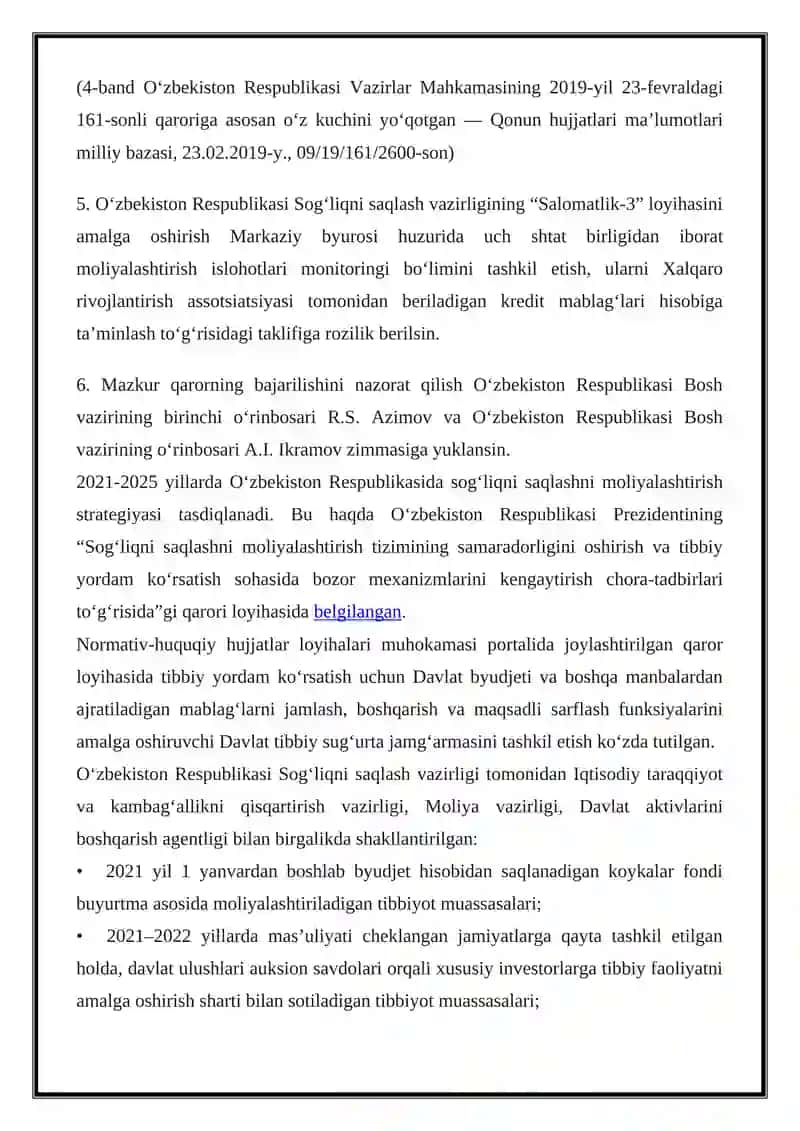 "SOG’LIQNI SAQLASHNI REJALASHTIRISH KO’RSATKICHLARINI HISOBLASH BO’YICHA MASALALAR ECHISH" 3