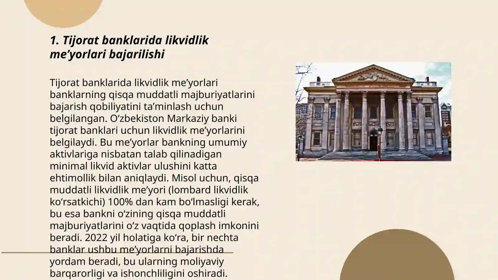Tijorat bankini markaziy bank meʼyorlarini bajarilish holati 3