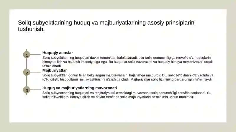 Soliq munosabatlari subyektlarining huquq va majburiyatlari 3