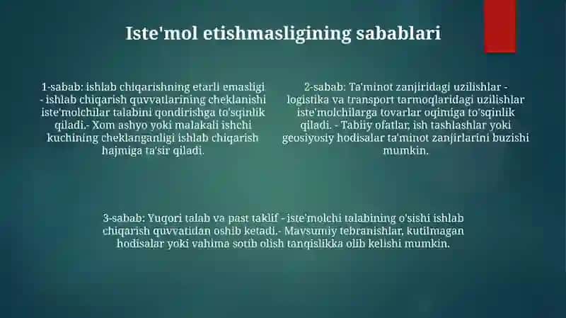 Istemol Taqchiligi Va Uni Keltirib Chiqaruvchi Sabablari 3