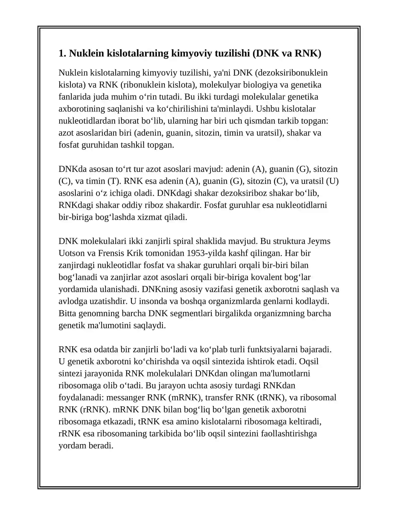 Nuklein Kislotalar Almashinuvi 3