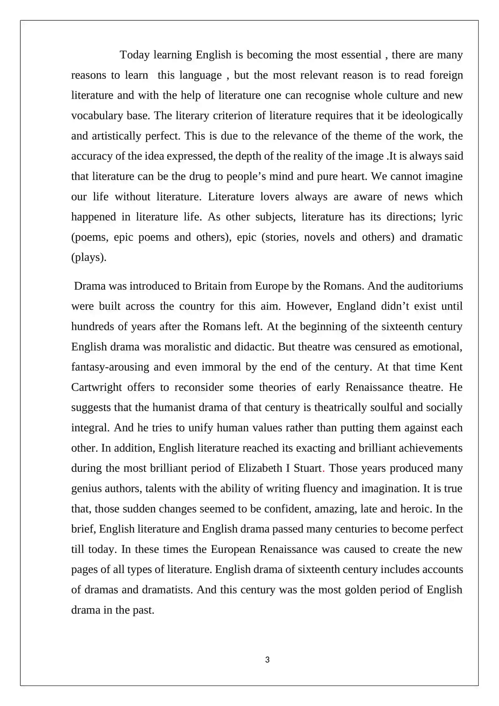 COURSE WORK: English drama in the 16th century 3