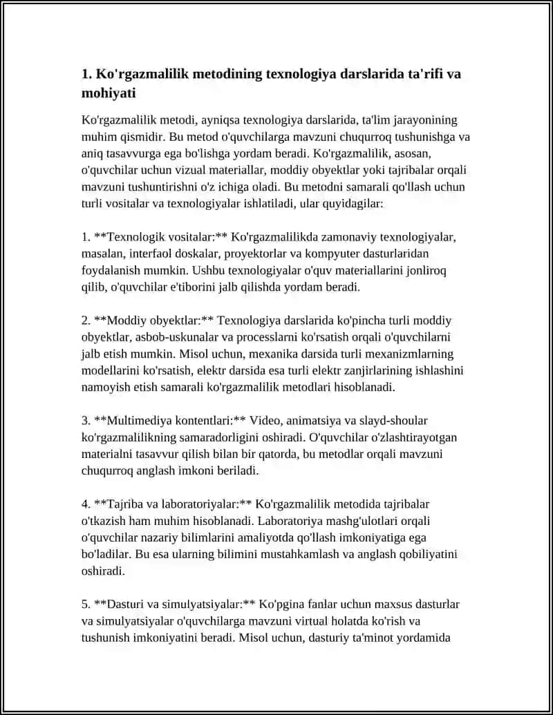 TEXNOLOGIYA DARSLARIDA KOʻRGAZMALILIK METODI 3