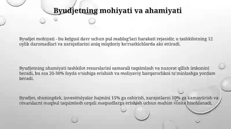 Byudjetning mohiyati va ahamiyati 3