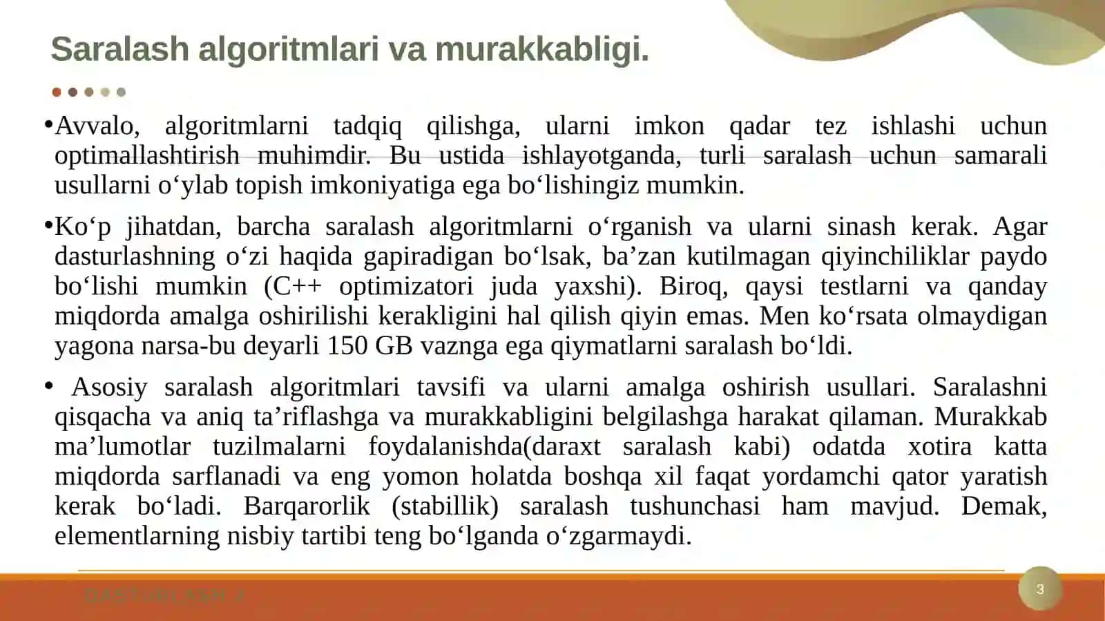 MURAKKAB SARALASH ALGORTMLARI 3